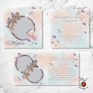 Faire part de Naissance "Libellule Rose"