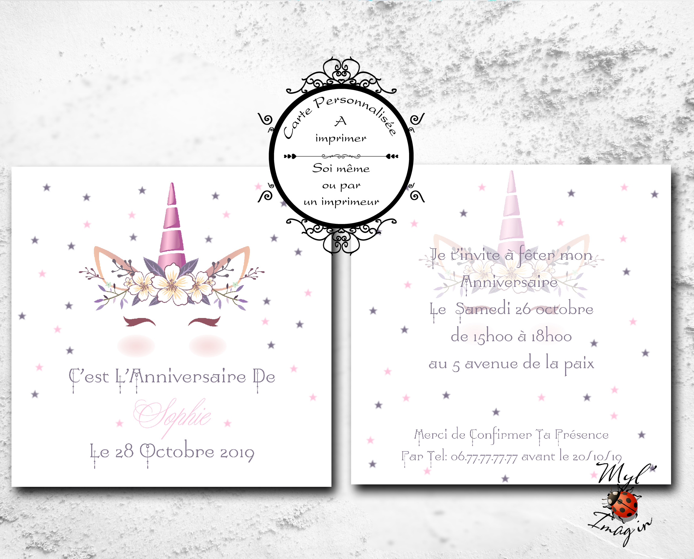 Carte D Invitation D Anniversaire Licorne 15 15 Myl Imag In