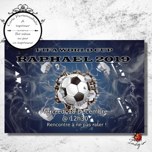 Carte d'invitation d'anniversaire "foot" Enfant ou Adulte - 10 x 15 cm