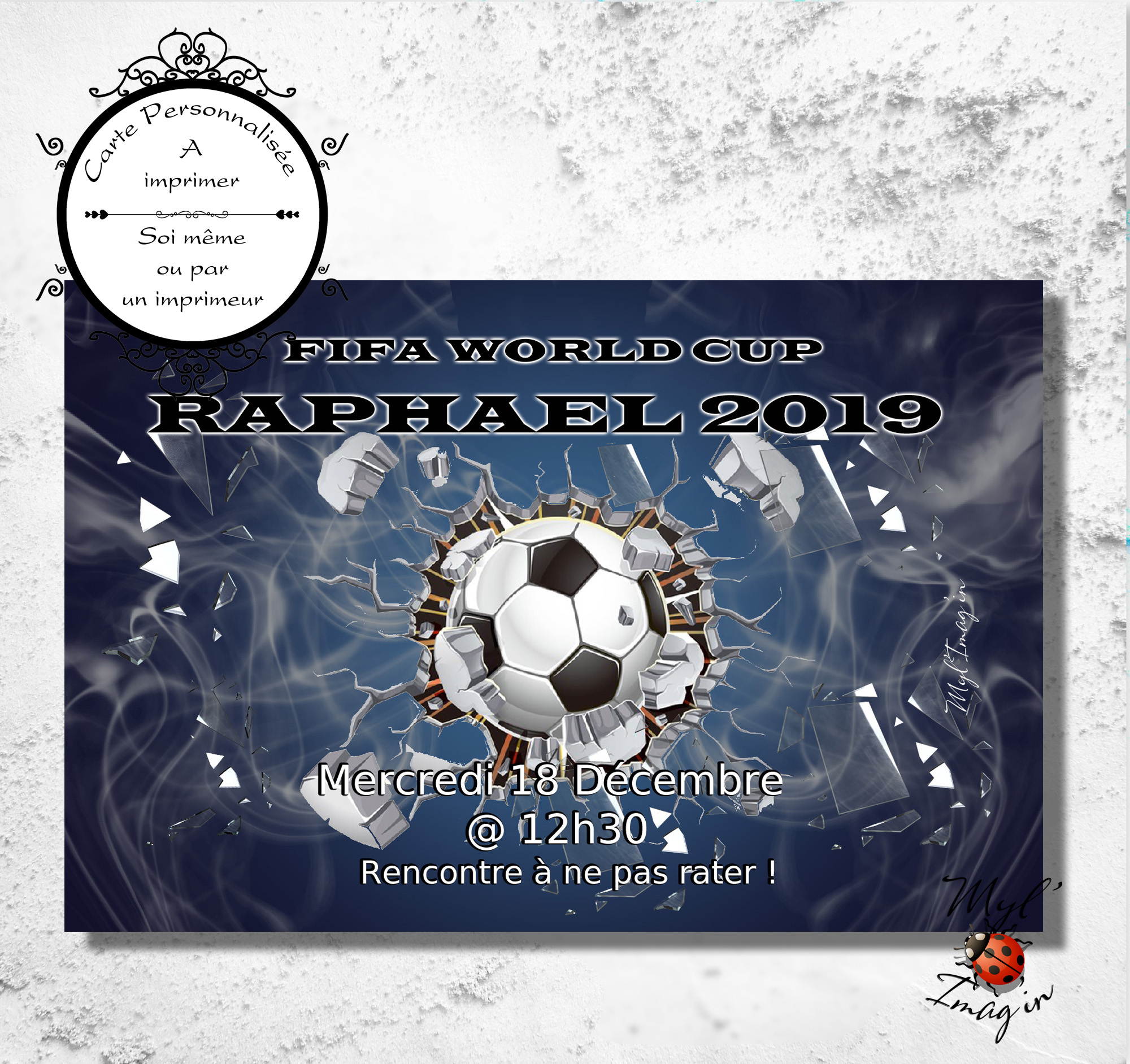 Invitation anniversaire bleue foot garçon - Ma création 