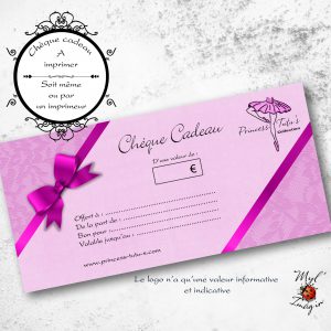 Chèque Cadeau Rose pastel avec coin dentelle et son ruban fuchsia