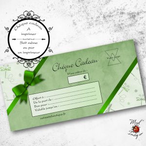 Chèque Cadeau Vert émeraude et jade orné de petites libellules