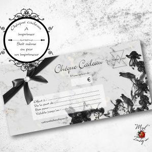Chèque Cadeau marbre blanc et encre noire